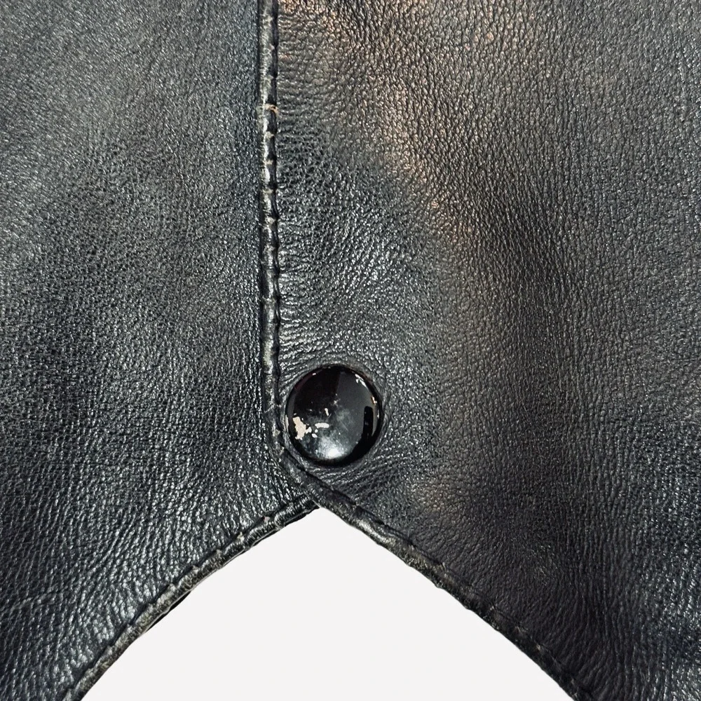 UNIK Leather Motorcycle Vest Men Sz 42 Snaps Lace-Up Sides Pockets Biker‎